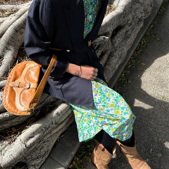 Flower silk dress/size M/ - Picture 5 of 7